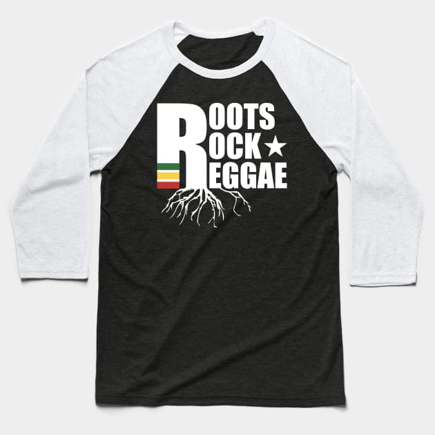 Roots Rock Reggae Baseball T-Shirt by LionTuff79